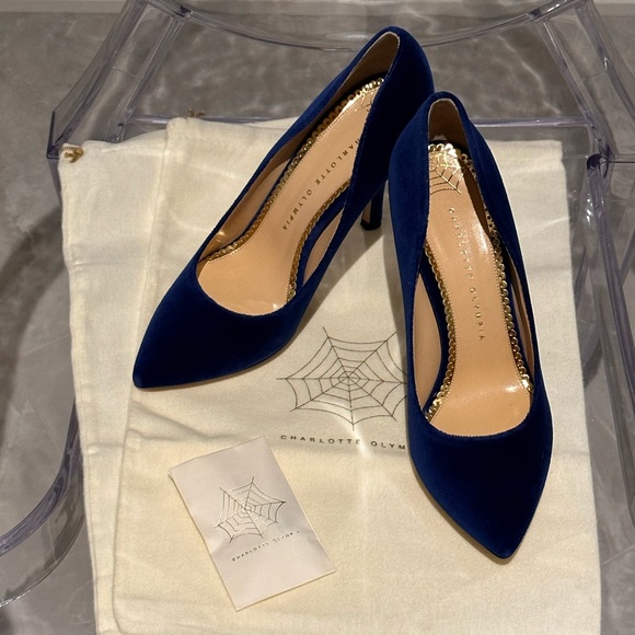 Charlotte Olympia Blue Velvet Pumps - Picture 12 of 12